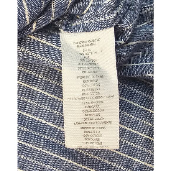 Josie chambray striped shorts sleeve tunic dress short EUC sz L versatile preppy - Picture 5 of 8